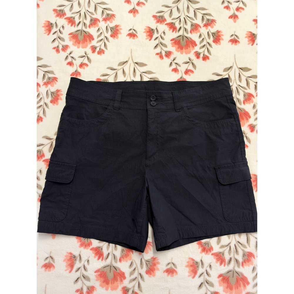 Eddie Bauer Summer Trail Shorts Womens 14 Black Cargo Hiking Outdoor Stretch